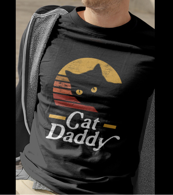Cat Daddy Eighties Retro Sunset Style Cat T-Shirt