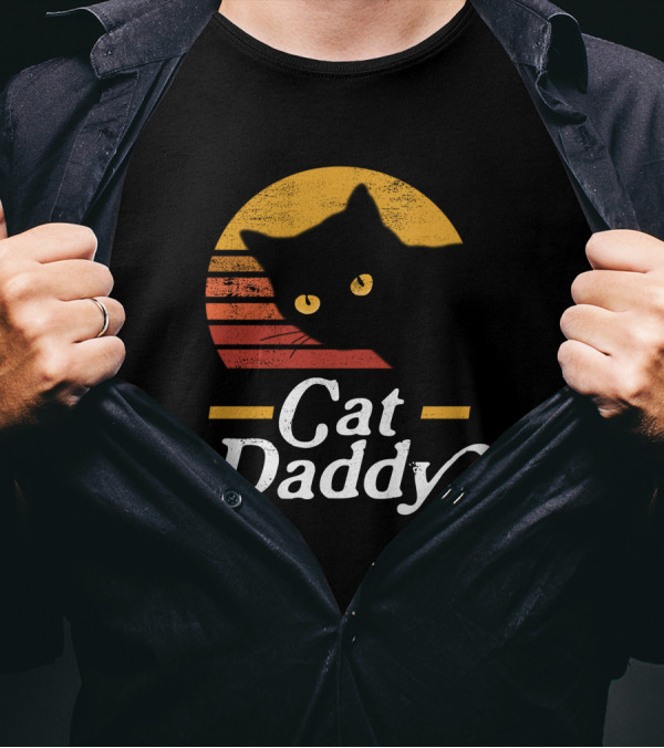 Cat Daddy Eighties Retro Sunset Style Cat T-Shirt