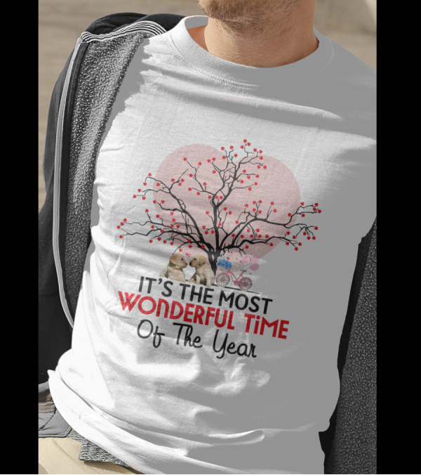It's The Most Wonderful Time Of The Year Valentine's Day Heart Tree Puppies Bicycle T-Shirt