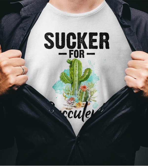 Sucker For Succulents Cactus Watercolor Art RD Cactus T-Shirt