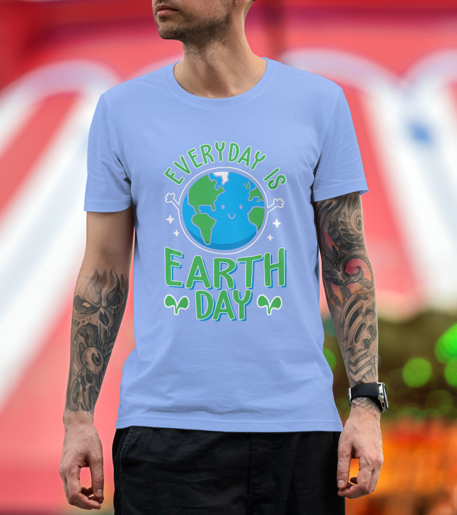 Everyday Is Earth Day Happy Planet with Leaves T-Shirt