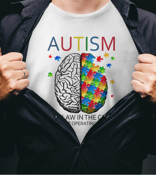 Autism Brain No Flaw In The Code Different Operating System Puzzle Pieces T-Shirt
