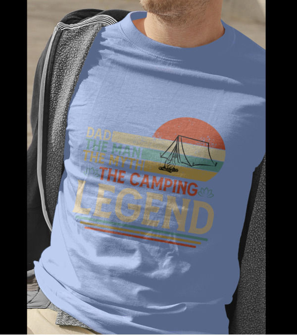 Dad The Man The Myth The Camping Legend Retro Tent T-Shirt