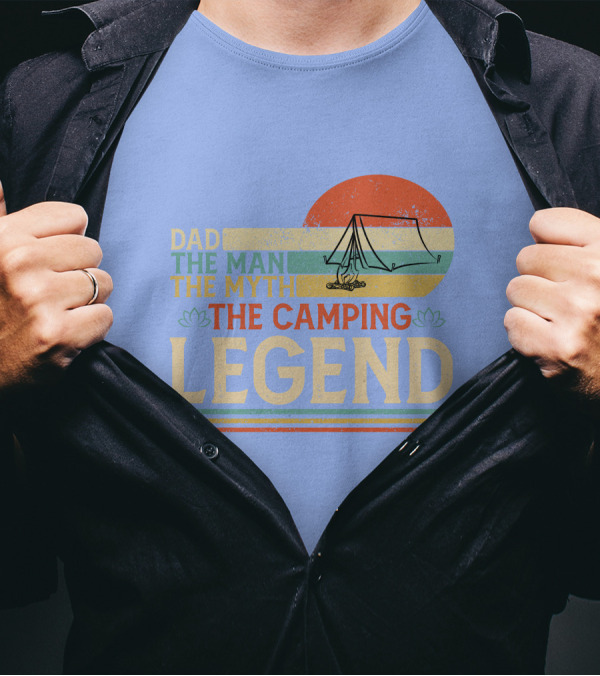 Dad The Man The Myth The Camping Legend Retro Tent T-Shirt
