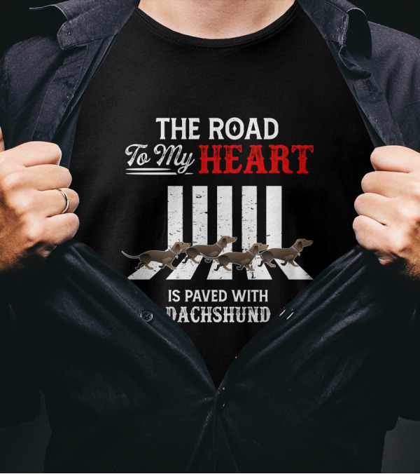 The Road To My Heart Is Paved With Dachshund Abbey Road Crossing T-Shirt