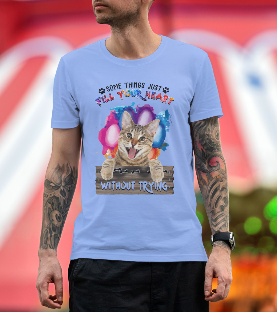 Some Things Just Fill Your Heart Without Trying Cat and Colorful Balloons T-Shirt