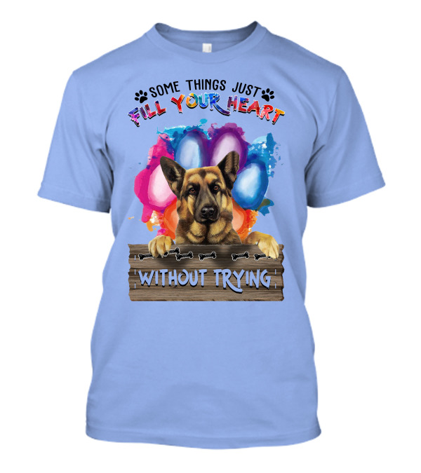 RD German Shepherd Some Things Just Fill Your Heart Without Trying Balloons Paws Bones T-Shirt