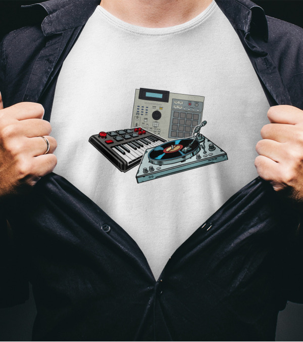 Drum Machine MIDI Keyboard Turntable Hip Hop Boom Bap Producer T-Shirt