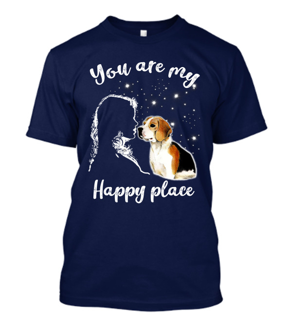 You Are My Happy Place Beagle Dog Silhouette Stars T-Shirt