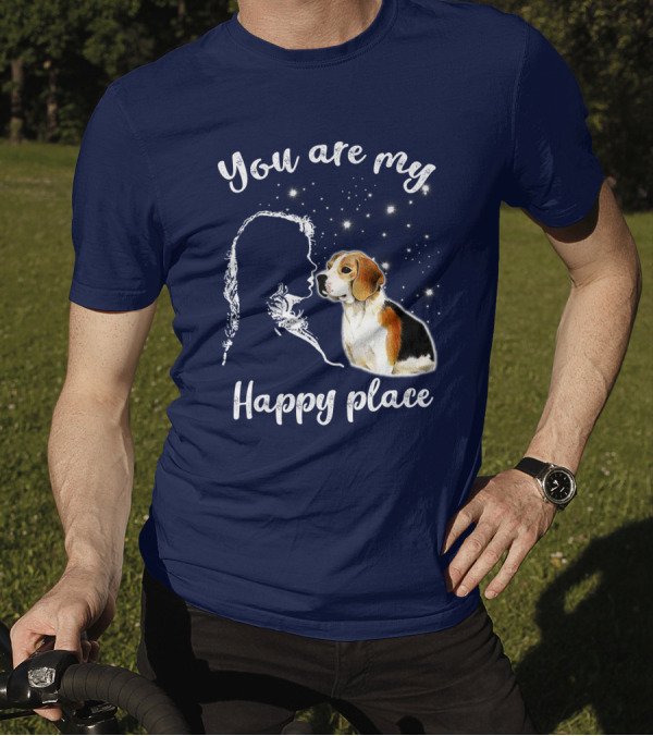 You Are My Happy Place Beagle Dog Silhouette Stars T-Shirt