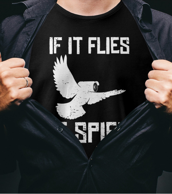 If It Flies It Spies Conspiracy Theory Birds Aren't Real Owl Drone Camera T-Shirt