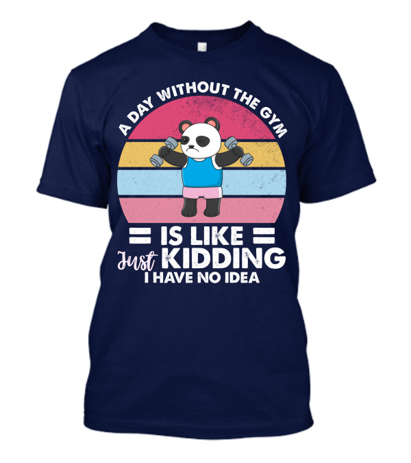 RD Official Panda A Day Without The Gym Is Like Just Kidding I Have No Idea Retro Workout T-Shirt