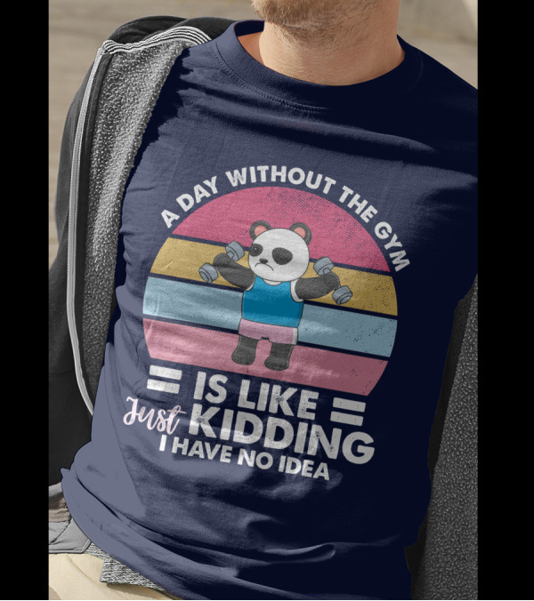 RD Official Panda A Day Without The Gym Is Like Just Kidding I Have No Idea Retro Workout T-Shirt