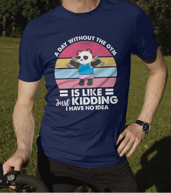 RD Official Panda A Day Without The Gym Is Like Just Kidding I Have No Idea Retro Workout T-Shirt