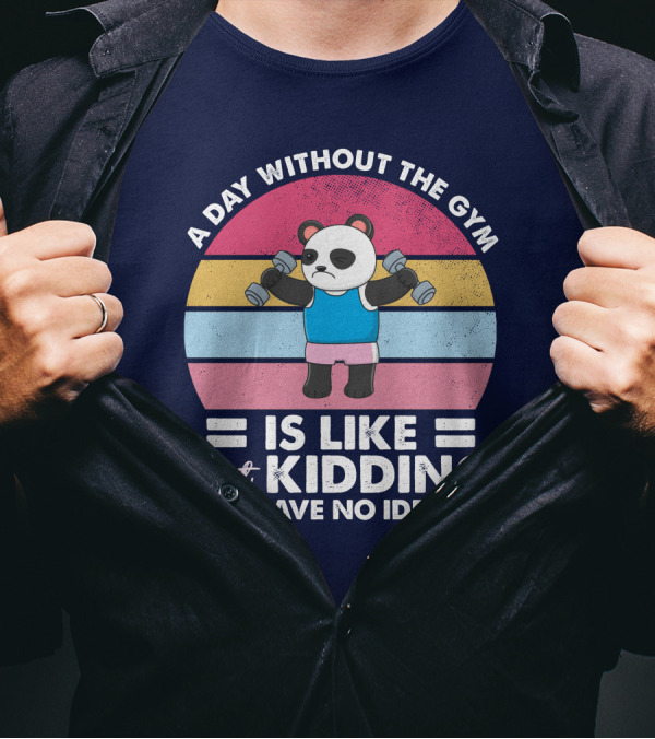 RD Official Panda A Day Without The Gym Is Like Just Kidding I Have No Idea Retro Workout T-Shirt
