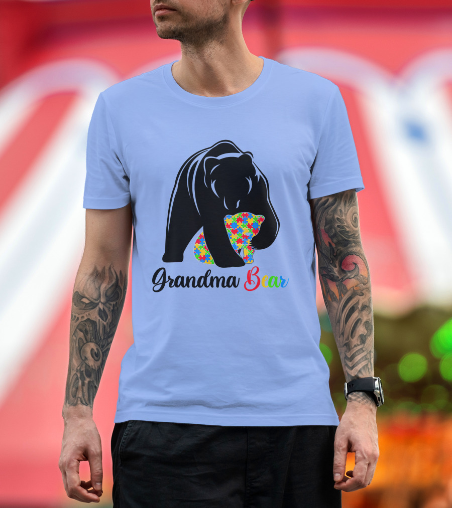 Grandma Bear Autism Awareness Family Lover T-Shirt
