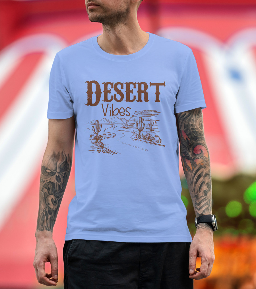Desert Vibes Cactus Road Canyon Landscape T-Shirt