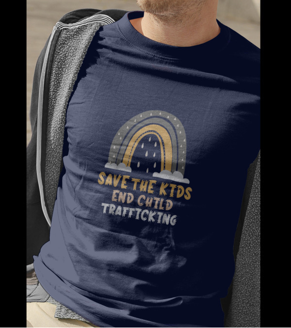 Save The Kids End Child Trafficking Rainbow With Clouds T-Shirt