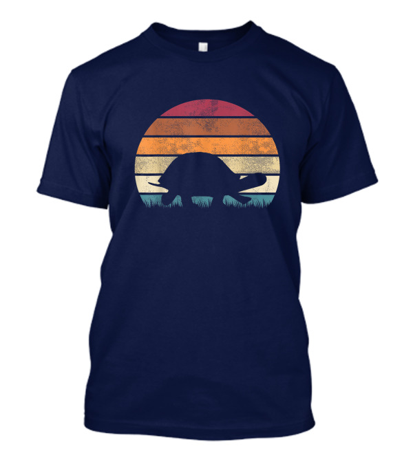 Skip The Straw Save A Sea Turtle Vintage Tortoise Sunset T-Shirt