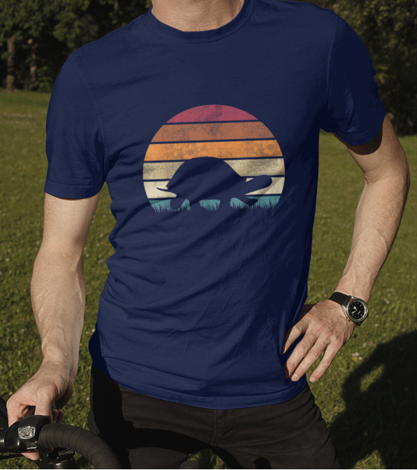 Skip The Straw Save A Sea Turtle Vintage Tortoise Sunset T-Shirt