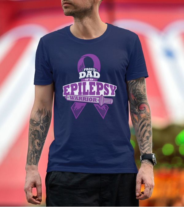Premium T-Shirt: Proud Dad of an Epilepsy Warrior Purple Ribbon Awareness T-Shirt Proud Dad of an Epilepsy Warrior Purple Ribbon Awareness T-Shirt