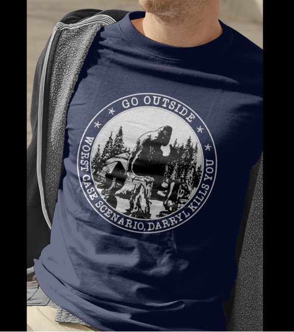 Go Outside Bigfoot Worst Case Scenario Darryl Kills You Forest Scene T-Shirt