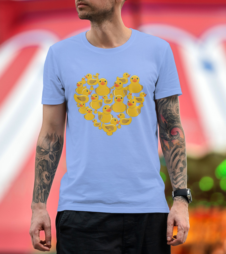Rubber Duck Heart Love Symbol Cute Ducklings T-Shirt