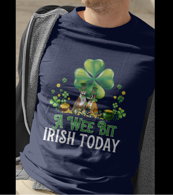 A Wee Bit Irish Today Classic Boxer Dogs Shamrock Coins T-Shirt