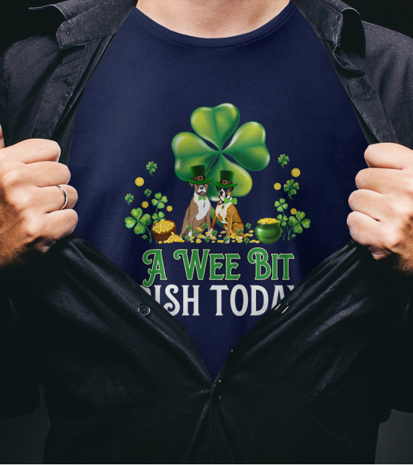A Wee Bit Irish Today Classic Boxer Dogs Shamrock Coins T-Shirt