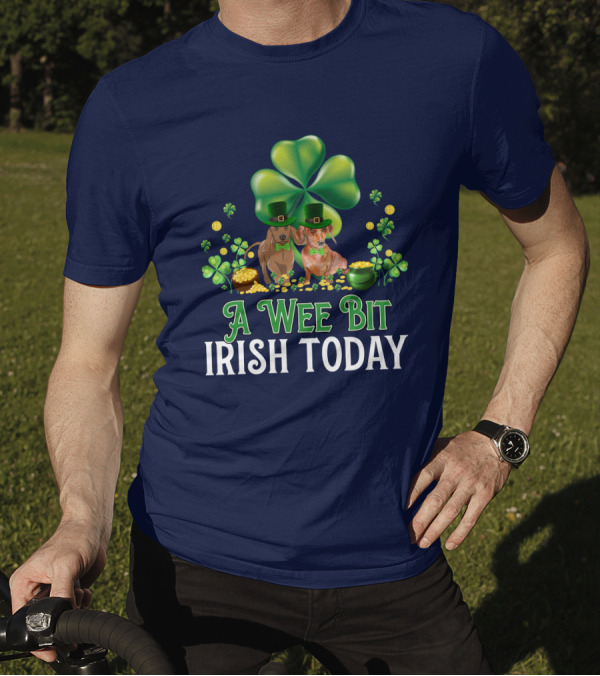 A Wee Bit Irish Today Classic Dachshund With Shamrocks And Leprechaun Hats T-Shirt