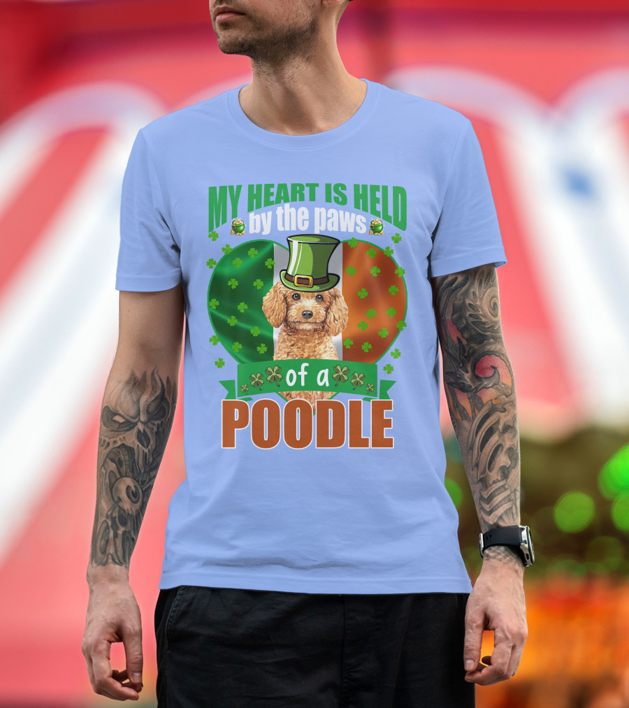 My Heart is Held by the Paws of a Poodle Irish Flag Shamrock Hat T-Shirt