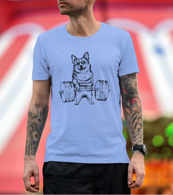Premium T-Shirt: Hardcore Corgi Weightlifting Power T-Shirt Hardcore Corgi Weightlifting Power T-Shirt
