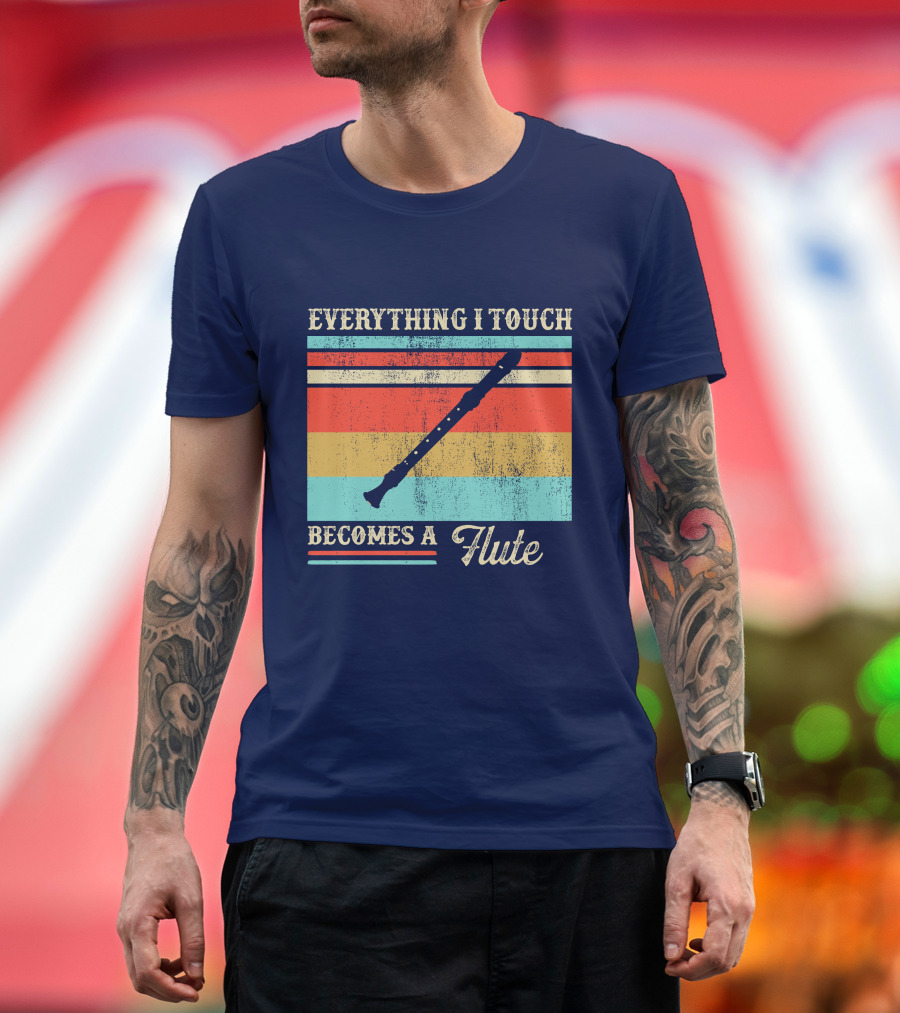 Everything I Touch Becomes a Flute Retro Stripes T-Shirt