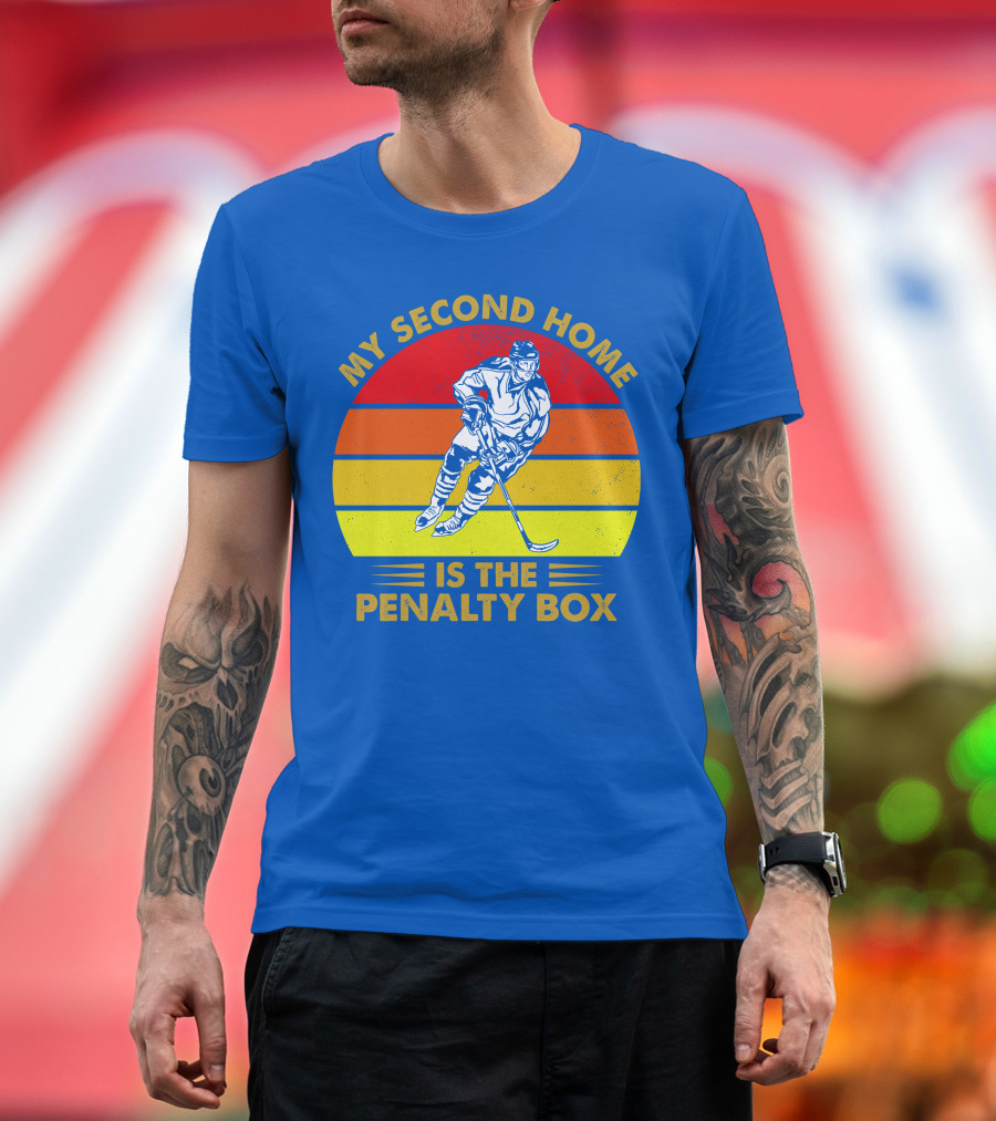 My Second Home Is The Penalty Box Retro Hockey Player T-Shirt