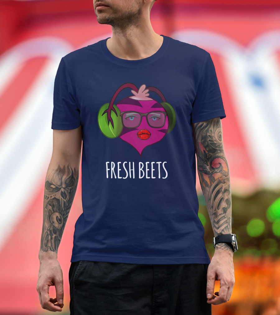 Fresh Beets Funny Vegetable with Headphones and Glasses T-Shirt