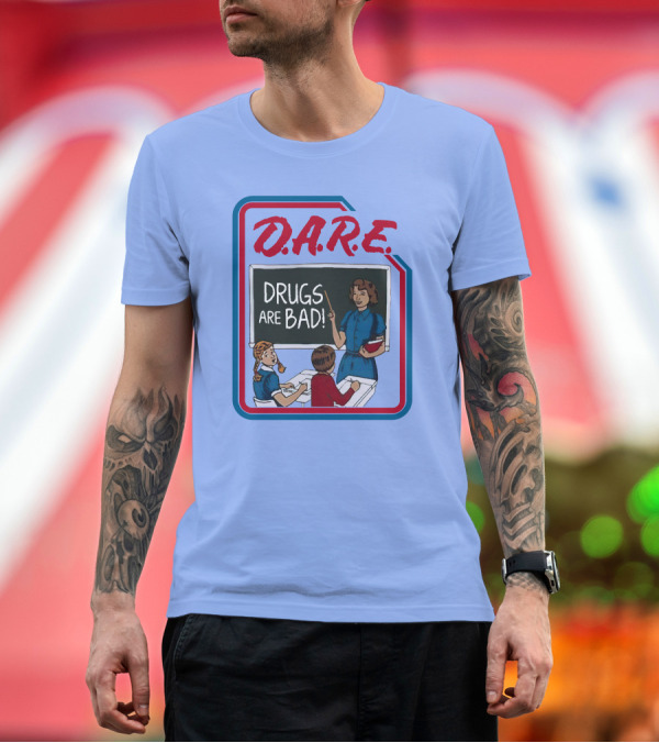 Premium T-Shirt: D.A.R.E. Drugs Are Bad Classroom Scene T-Shirt D.A.R.E. Drugs Are Bad Classroom Scene T-Shirt