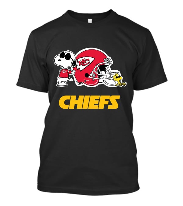 Kansas City Chiefs Snoopy Joe Cool Woodstock Helmet Chiefs T-Shirt