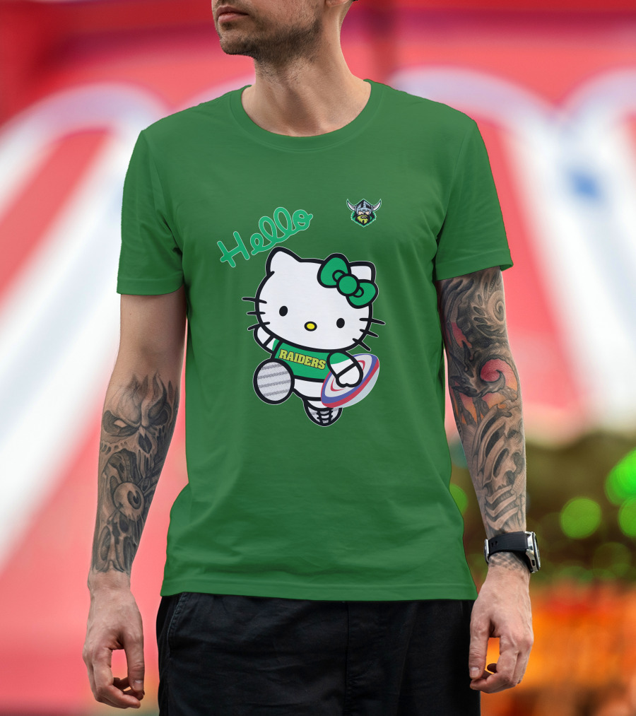 NRL1003 Hello Kitty Canberra Raiders Football T-Shirt