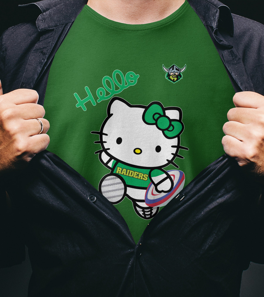 NRL1003 Hello Kitty Canberra Raiders Football T-Shirt