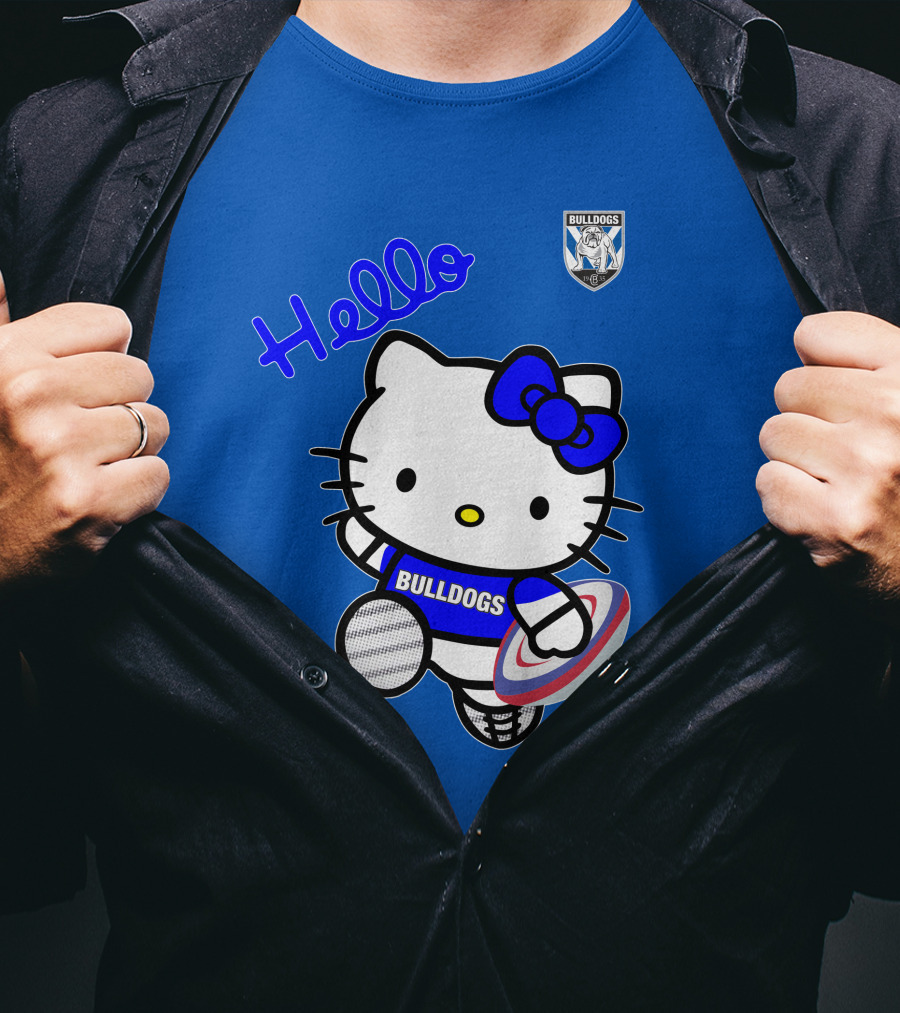 NRL1004 Hello Bulldogs Canterbury Bankstown Hello Kitty T-Shirt