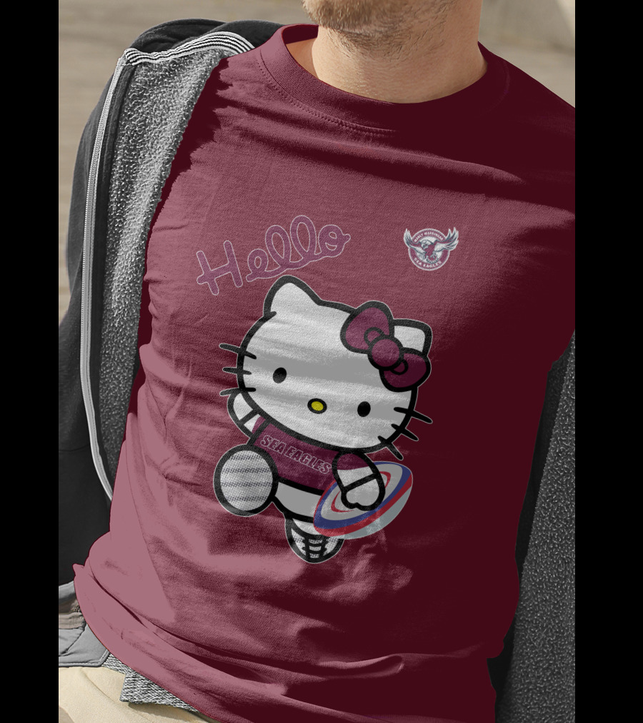 NRL1007 Manly Warringah Sea Eagles Hello Kitty Rugby Fan T-Shirt