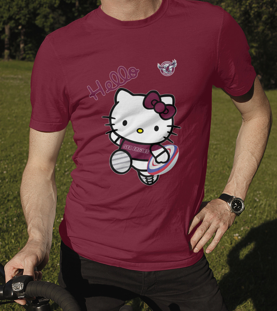 NRL1007 Manly Warringah Sea Eagles Hello Kitty Rugby Fan T-Shirt