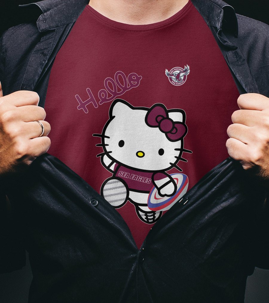 NRL1007 Manly Warringah Sea Eagles Hello Kitty Rugby Fan T-Shirt
