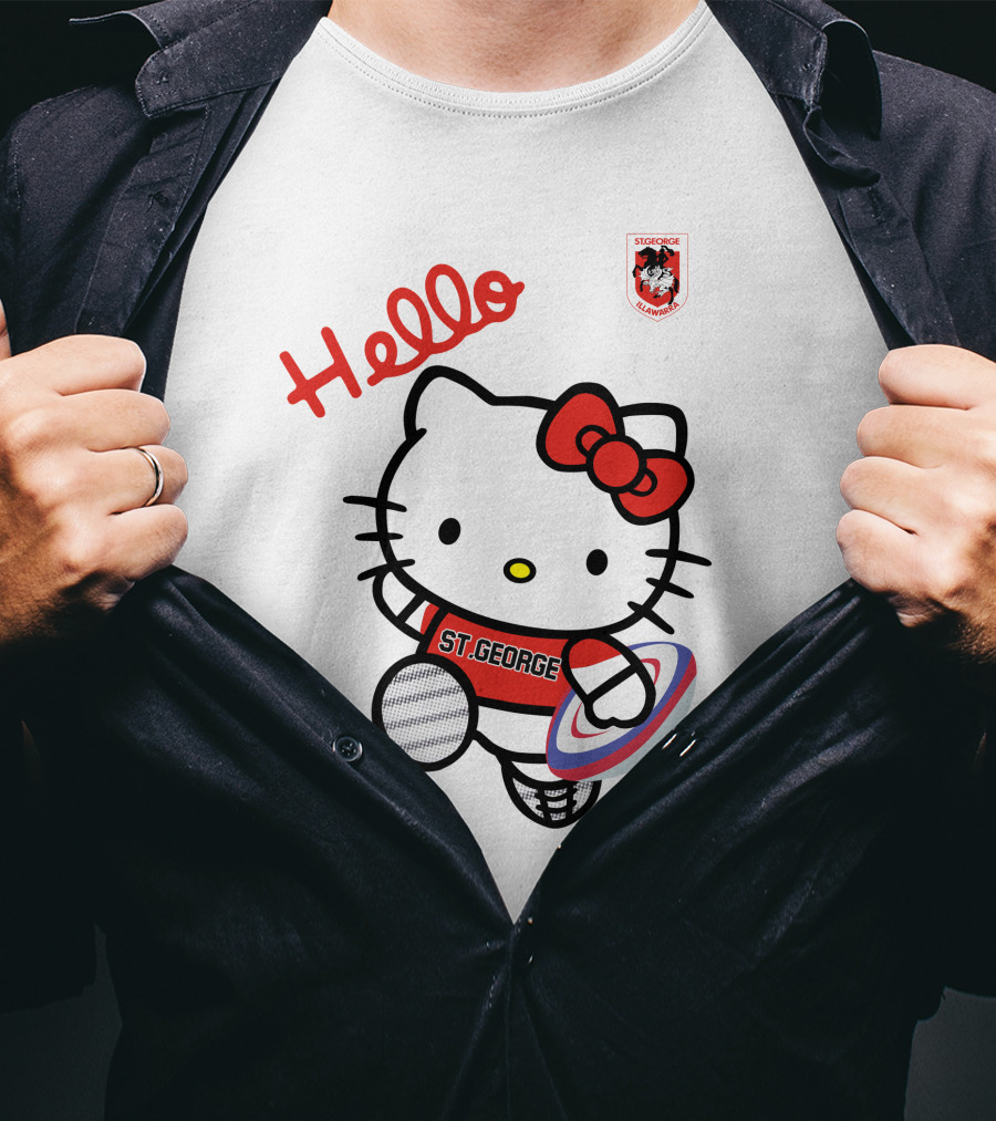 NRL1006 St. George Illawarra Dragons Hello Kitty Rugby Fan T-Shirt