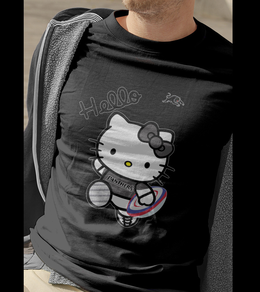 NRL1015 Penrith Panthers Hello Kitty Rugby Crossover T-Shirt