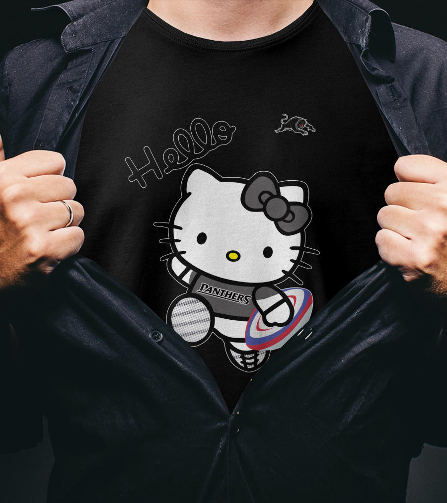 NRL1015 Penrith Panthers Hello Kitty Rugby Crossover T-Shirt