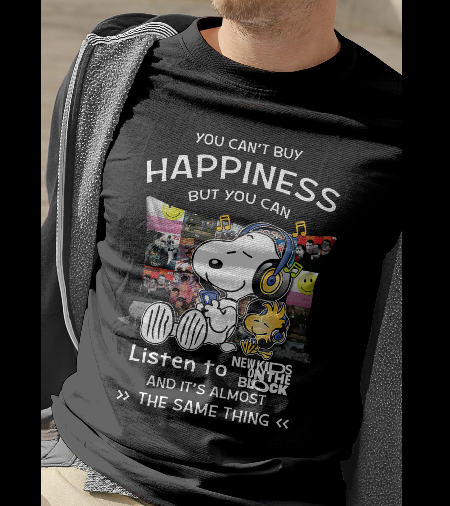 You Can't Buy Happiness But You Can Listen To New Kids On The Block Snoopy Woodstock T-Shirt