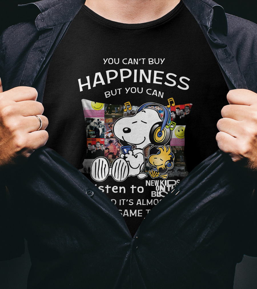 You Can't Buy Happiness But You Can Listen To New Kids On The Block Snoopy Woodstock T-Shirt