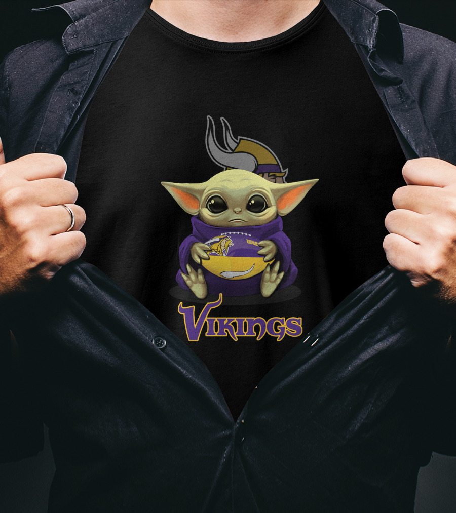 Vikings Baby Yoda With Minnesota Football T-Shirt