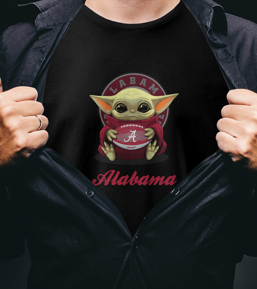 Alabama Crimson Tide Baby Yoda Football T-Shirt